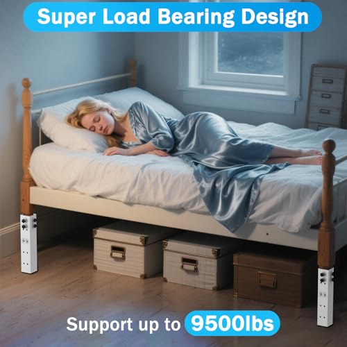 Adjustable Carbon Steel Bed Risers - 4 Pack, 3.15" Diameter