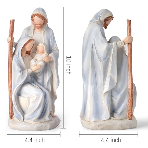 Christmas Nativity Set Figures - Holy Family Scene, Indoor 10" Decor
