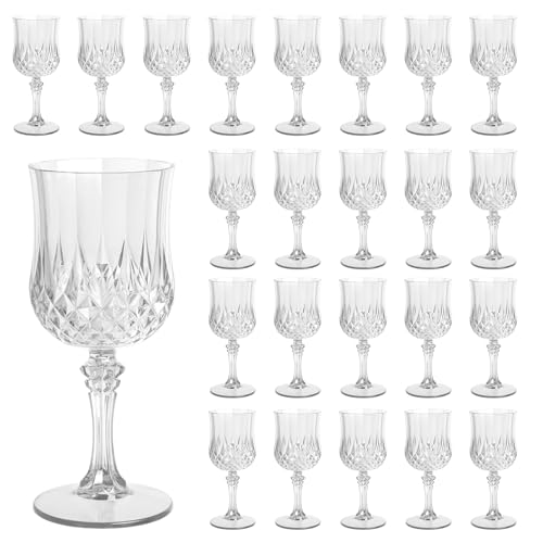 24-Piece Reusable Plastic Wine Glasses, 7.7 oz Shatterproof Stemware Set