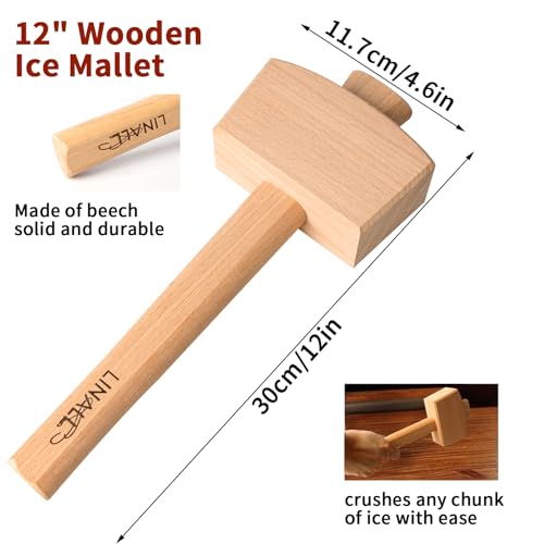 Lewis Bag and Wooden Ice Mallet Bartender Kit for Crushed Ice
