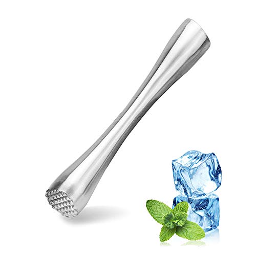 TripleLife 8-Inch Silver Stainless Steel Cocktail Muddler for Mojitos & Old Fashioned