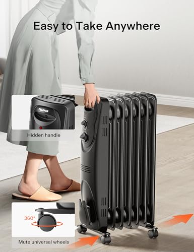 Electric Oil Filled Radiator Space Heater 1500W Portable
