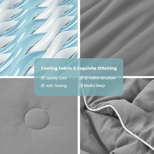 Cozy Bliss Seersucker Cooling Comforter, Reversible Lightweight Summer Quilt