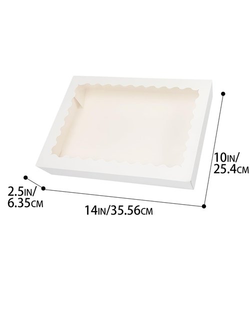 qiqee Auto-pop Up 14x10x2.5 Inch White Cookie Box with Window 15Pcs Pastry Macaron Bakery Box For Packaging