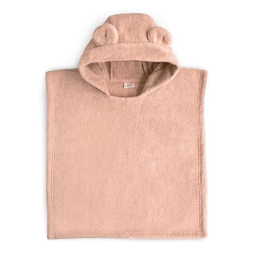 Organic Cotton Toddler Poncho Towel with Hood - Blush, Ages 1-3