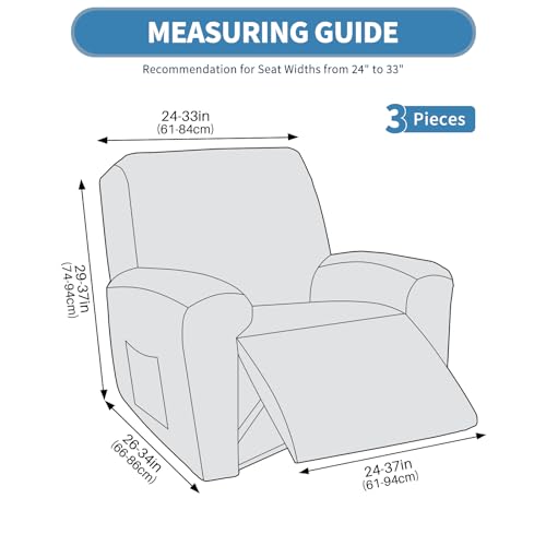Recliner Chair Cover 3-Piece Set - Soft Jacquard Non-Slip Protector