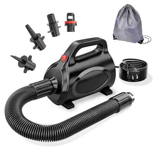 Electric Air Pump for Inflatables - 500W Quick-Fill Inflator/Deflator with 4 Nozzles