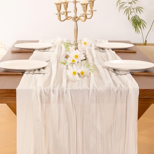 Ivory Cheesecloth Table Runner 10ft Fall Boho Wedding Home Decor