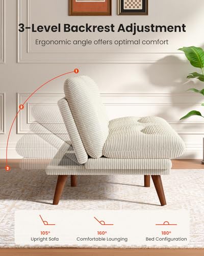 66-Inch Corduroy Convertible Futon Sofa Bed with Adjustable Backrest