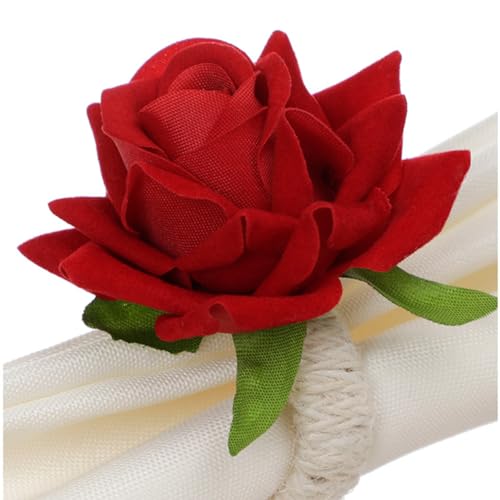 48Pcs Red Rose Napkin Rings Set of 48 for Wedding Christmas – LXKBD
