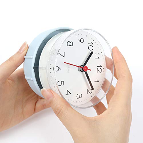 2-Way Waterproof Silent Bathroom Clock with Suction Cup