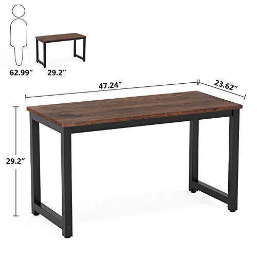 47-Inch Modern Computer Desk, Rustic Brown Writing Study Table Workstation