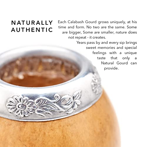 BALIBETOV 3.5oz Natural Dark Brown Handmade Yerba Mate Gourd Set with Bombilla & Brush