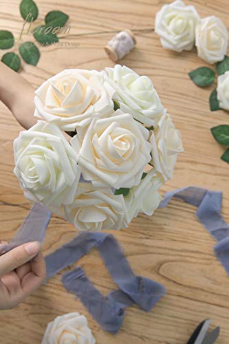 25-Piece Artificial Foam Roses with Stems for DIY Wedding Bouquets & Decor