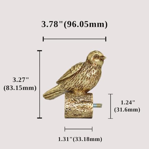 Antique Gold Bird Curtain Rod Finials for 1 or 7/8 Inch Rods (2 Pack)