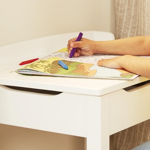 Wooden Lift-Top Kids Desk and Chair Set - White Toddler Furniture