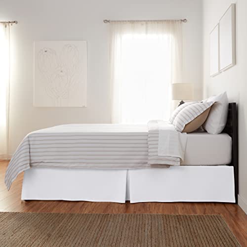 Queen Pleated Bed Skirt - 16-Inch Drop Wrinkle Resistant Dust Ruffle