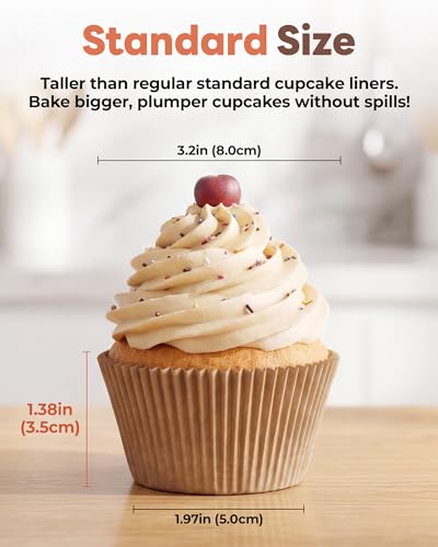 200 Pcs Non-Stick Cupcake Liners - Food-Grade Parchment Baking Cups