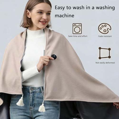 USB Heated Cotton Shawl with 3 Heating Levels for Home and Outdoor Use