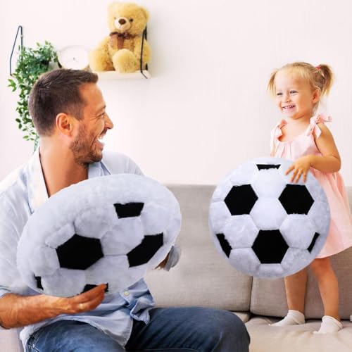 15.7-Inch Soccer Ball Plush Pillow, Soft Fluffy Sports Throw Cushion