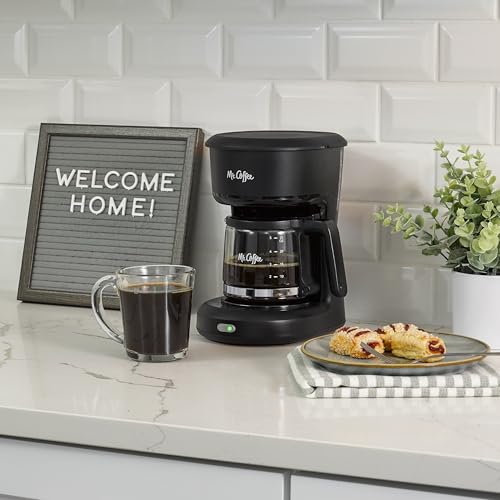 Compact 5-Cup Mini Brew Drip Coffee Maker with Glass Carafe, Black