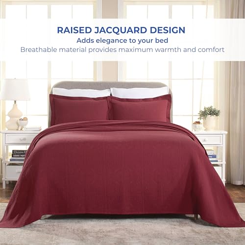 SUPERIOR Fleur De Lis 100% Cotton Jacquard Matelasse Bedspread Set, King