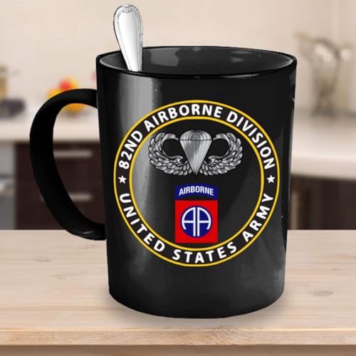 ARMY 82nd Airborne Division Coffee Mug - Paratrooper Wings Black 11oz