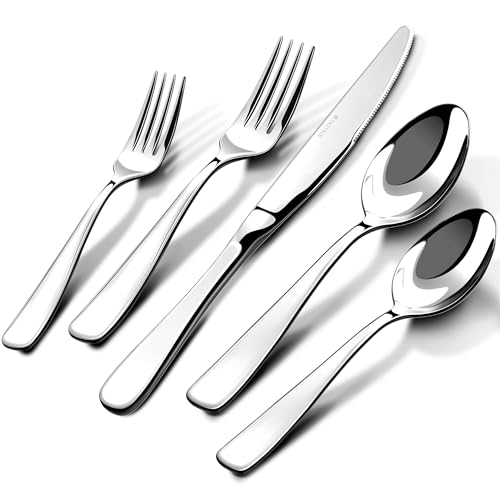 40-Piece 18/10 Stainless Steel Silverware Set for 8, Mirror Polished