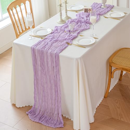 Lavender Purple Cheesecloth Table Runner 35 x 120 Inch Boho Gauze Decor