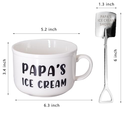 Papa's Ice Cream Bowl Gift Set with Spoon - Father's Day, Birthday, Grandpa Gift