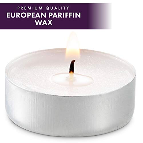 Unscented White Tea Light Candles 100 Pack - 4 Hour Burn, Dripless