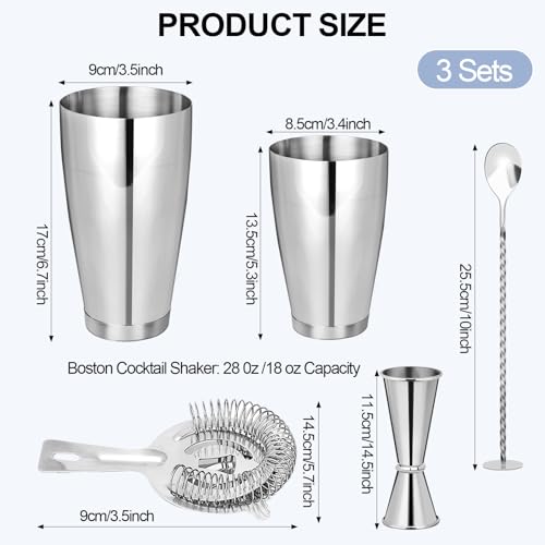 Mwellewm Silver 15-Piece Cocktail Shaker Set Boston Bartending Kit