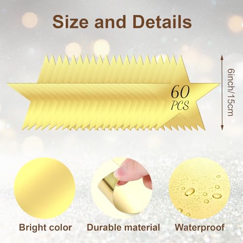 60 Pcs 6-Inch Gold Star Cutouts, Double-Sided Paper Stars for Decorations