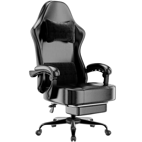 Ergonomic Gaming Chair with Footrest, Lumbar Support, and Reclining Back
