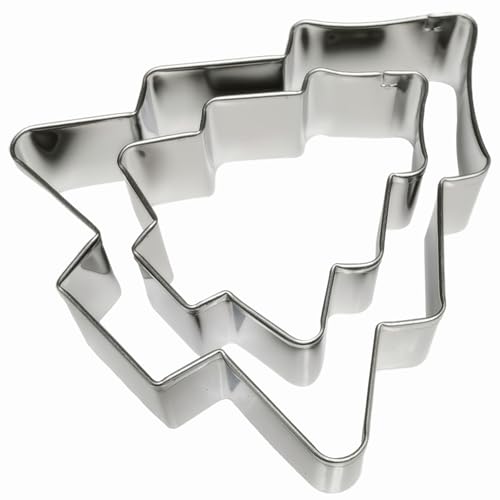 Tree Cookie Cutters Set - 2-Piece Stainless Steel Christmas Shapes