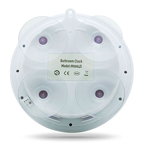 Water Resistant Digital Shower Clock with Suction Cups, Date & Temperature