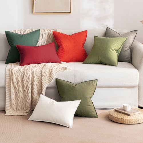 MIULEE Burgundy Red Linen Christmas Pillow Covers 18x18 Inch Set of 2