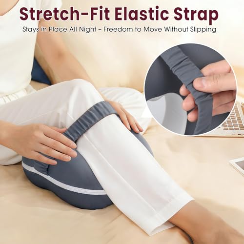 Memory Foam Knee Pillow for Side Sleepers with Adjustable Strap
