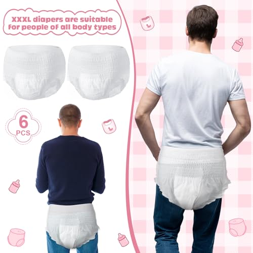 6-Piece Baby Shower Game Set: Bottles, Bibs, and Adult-Size Diapers (Pink)