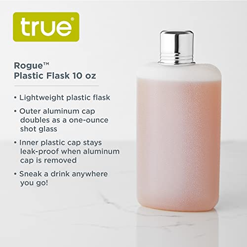 TRUE 10oz Plastic Flask with Discreet Aluminum Shot Cap - Travel & Party Ready