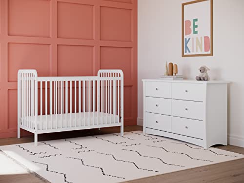 6-Drawer Nursery Dresser, Wood Storage Chest for Kids Bedroom, White