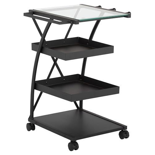 SD Studio Designs Modern Triflex Mobile Art Storage Taboret Charcoal/Clear Glass 18.5" W