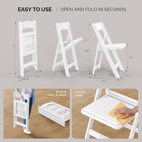 8-Pack Resin Folding Chairs with Padded Seats for Indoor and Outdoor Events