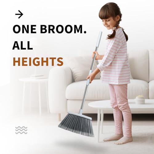 Heavy-Duty Indoor Outdoor Angle Broom with 55" Adjustable Handle
