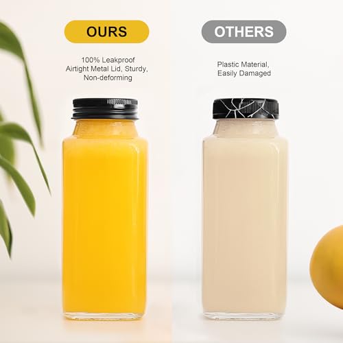 8 oz Glass Juice Bottles with Leakproof Lids and Labels - 8 Pack