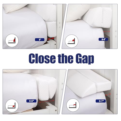 Foldable Bed Wedge Gap Filler Pillow for Headboard & Mattress - White