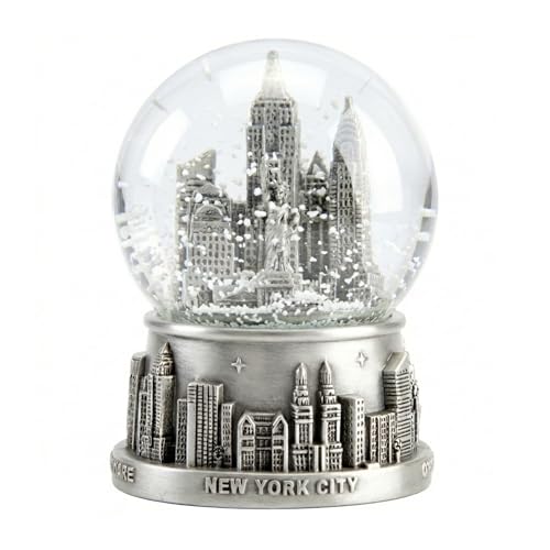 New York City Silver Skyline Snow Globe 65mm Souvenir Statue