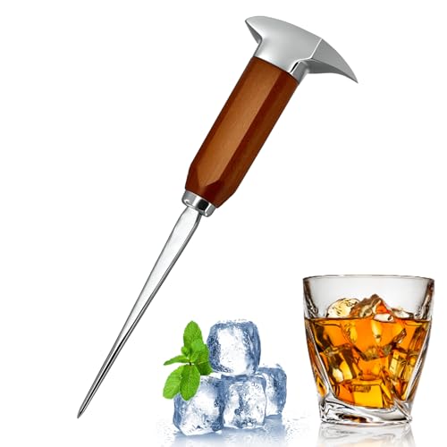 8.85-Inch Stainless Steel Ice Pick with Wooden Handle for Bar & Kitchen