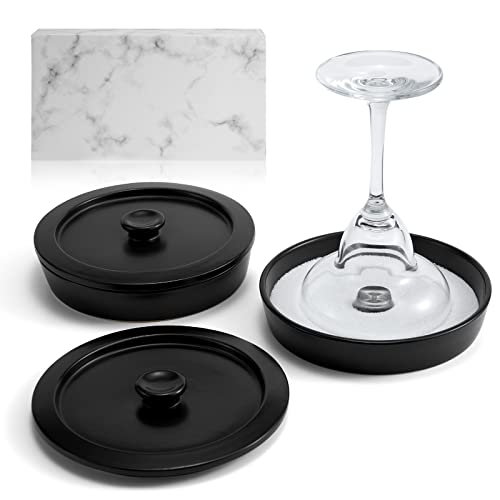 WYMOON Black Ceramic Margarita Salt Rimmer Set with Lids & Tray, Cocktail Barware