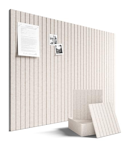 Fluxynara Felt Bulletin Board Tiles - 12 Pack Oatmeal Pin Boards